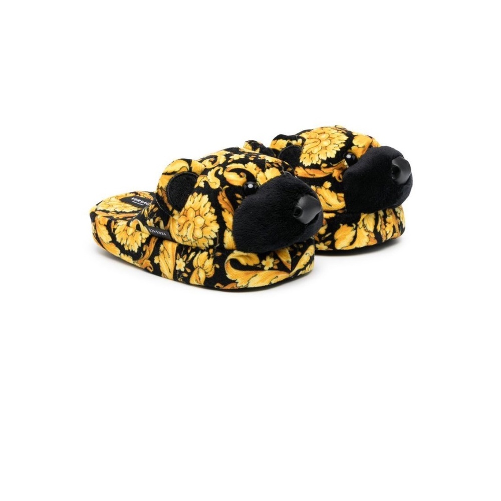 Versace Kids baroque floral slippers